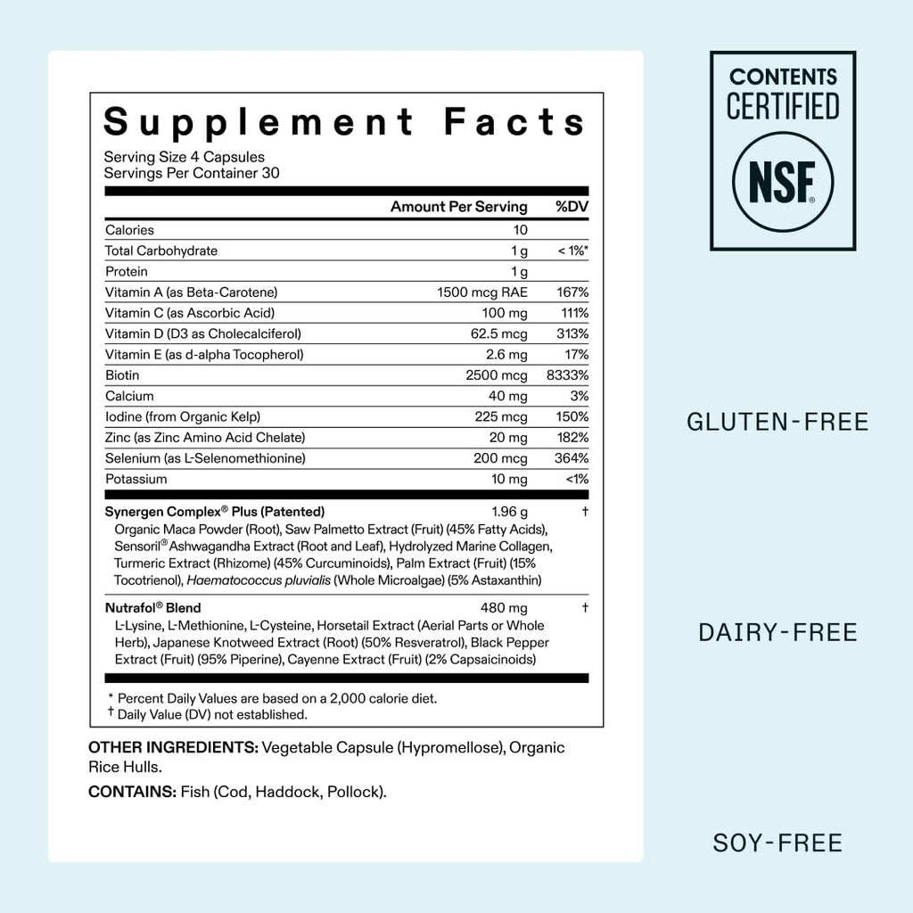 SuperMart Nutrafol Women's Balance Hair Growth Supplements, Clinically Proven for Visibly Thicker Hair and Scalp Coverage, Dermatologist Recommended