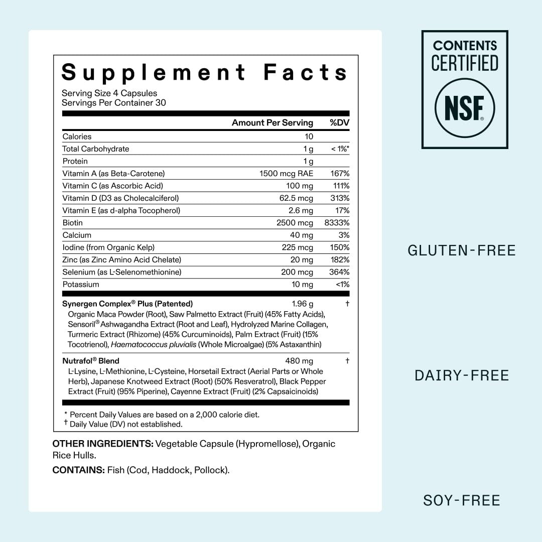 SuperMart Nutrafol Women's Balance Hair Growth Supplements, Clinically Proven for Visibly Thicker Hair and Scalp Coverage, Dermatologist Recommended