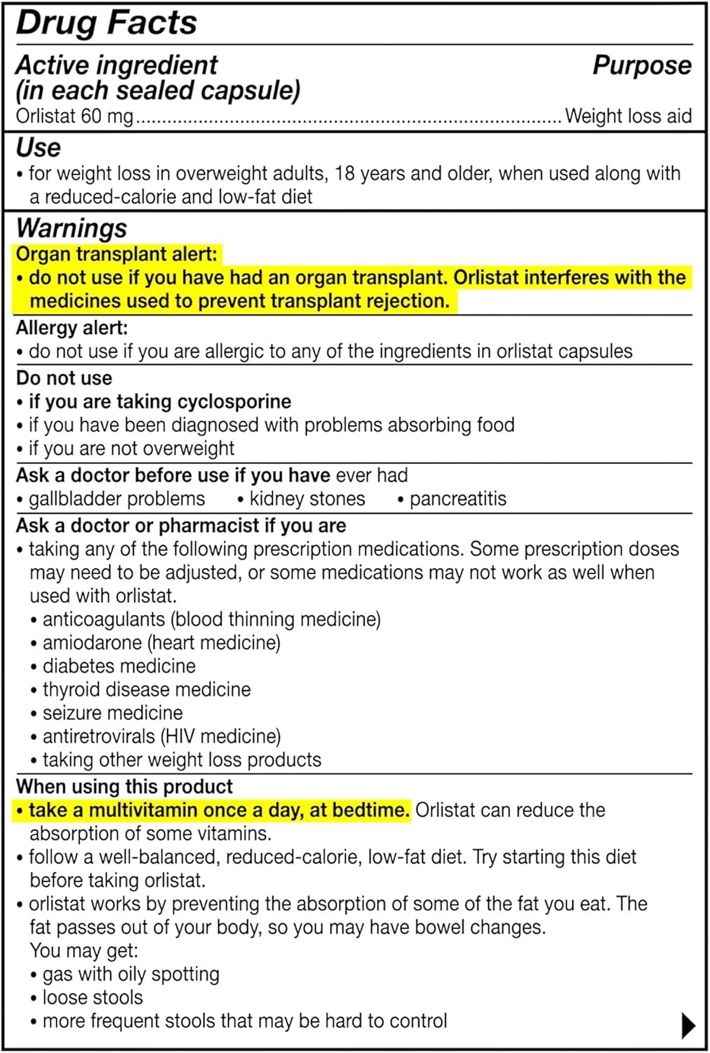 SuperMart alli Diet Weight Loss Supplement Pills Orlistat 60Mg Capsules 170 count New