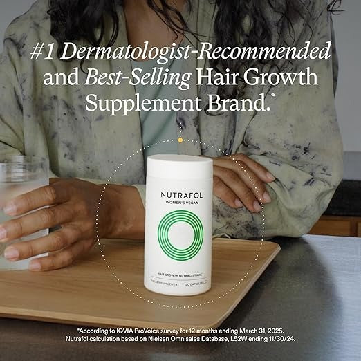 SuperMart Nutrafol Women's Vegan Hair Growth Supplements, Clinically Tested for Visibly Thicker, Stronger Hair, 100% Vegan Ingredients, Dermatologist Recommended