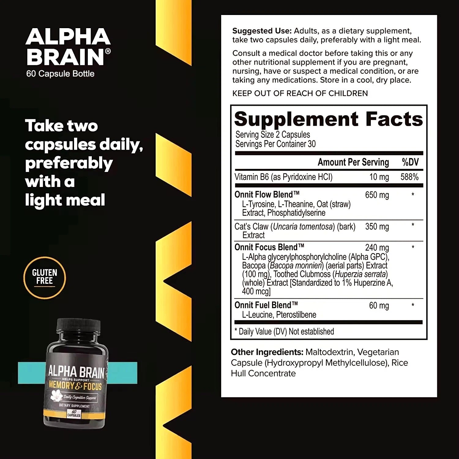SuperMart Alpha Brain Memory & Focus Daily Cognitive Support 60 CAPSULES