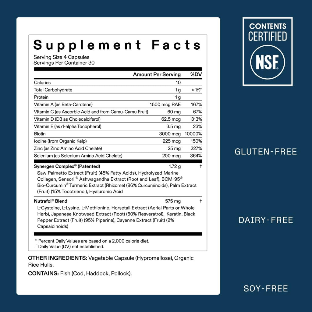 SuperMart Nutrafol Men's Hair Growth Supplements, Clinically Tested for Visibly Thicker Hair and Scalp Coverage, Dermatologist Recommended, Glass