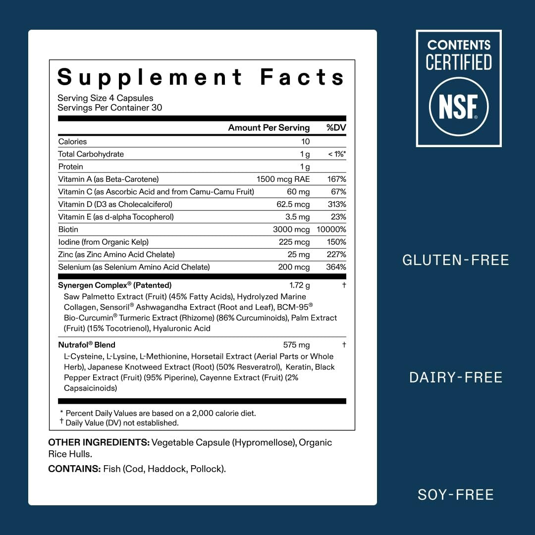 SuperMart Nutrafol Men's Hair Growth Supplements, Clinically Tested for Visibly Thicker Hair and Scalp Coverage, Dermatologist Recommended, Plastic