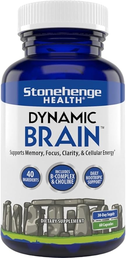 SuperMart Stonehenge Health Dynamic Brain Supplement – Memory, Focus, & Clarity– Formulated with 40 Unique Nootropic Ingredients: Choline, Phosphatidylserine, Bacopa Monnieri, and Huperzine A