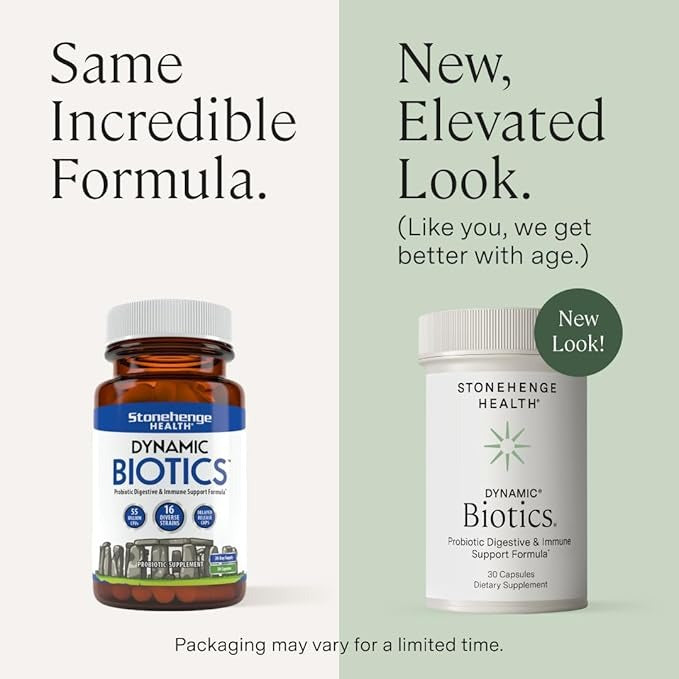 SuperMart Stonehenge Health Probiotics 55 Billion CFU - 16 Strains, Prebiotic, Synbiotics Dynamic Biotics - Lactobacillus Acidophilus, Delayed Release, Shelf Stable, Non-GMO Gluten Free Veggie Capsule