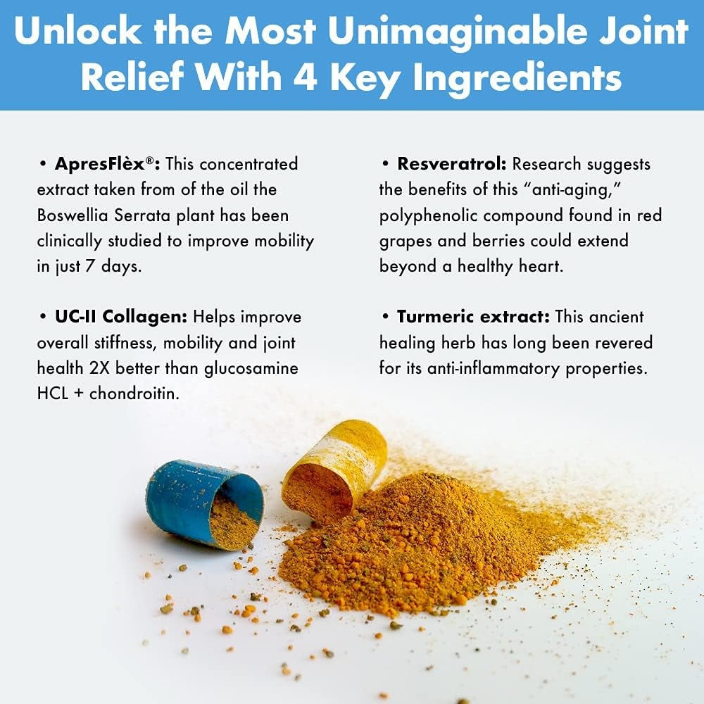 SuperMart Instaflex Advanced Joint Support Supplement - Turmeric, Resveratrol, Boswellia Serrata Extract, BioPerine, UC-II Collagen- 30 Count