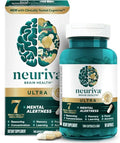 SuperMart NEURIVA Ultra Decaffeinated Clinically Tested Nootropic Brain Supplement for Mental Alertness, Memory, Focus & Concentration, Cognivive, Neurofactor, Phosphatidylserine, Vitamins B6 B12, 60 Capsules