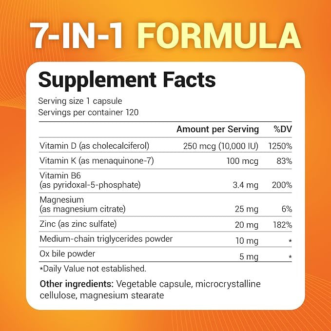 SuperMart Dr. Berg Maximum Strength 2-in-1 Vitamin D3 K2 10,000 IU | Naturally Derived D3 | 4X Lab-Tested & Verified | High Absorption Formula | K2 D3 Vitamin Supplement - 120 Capsules