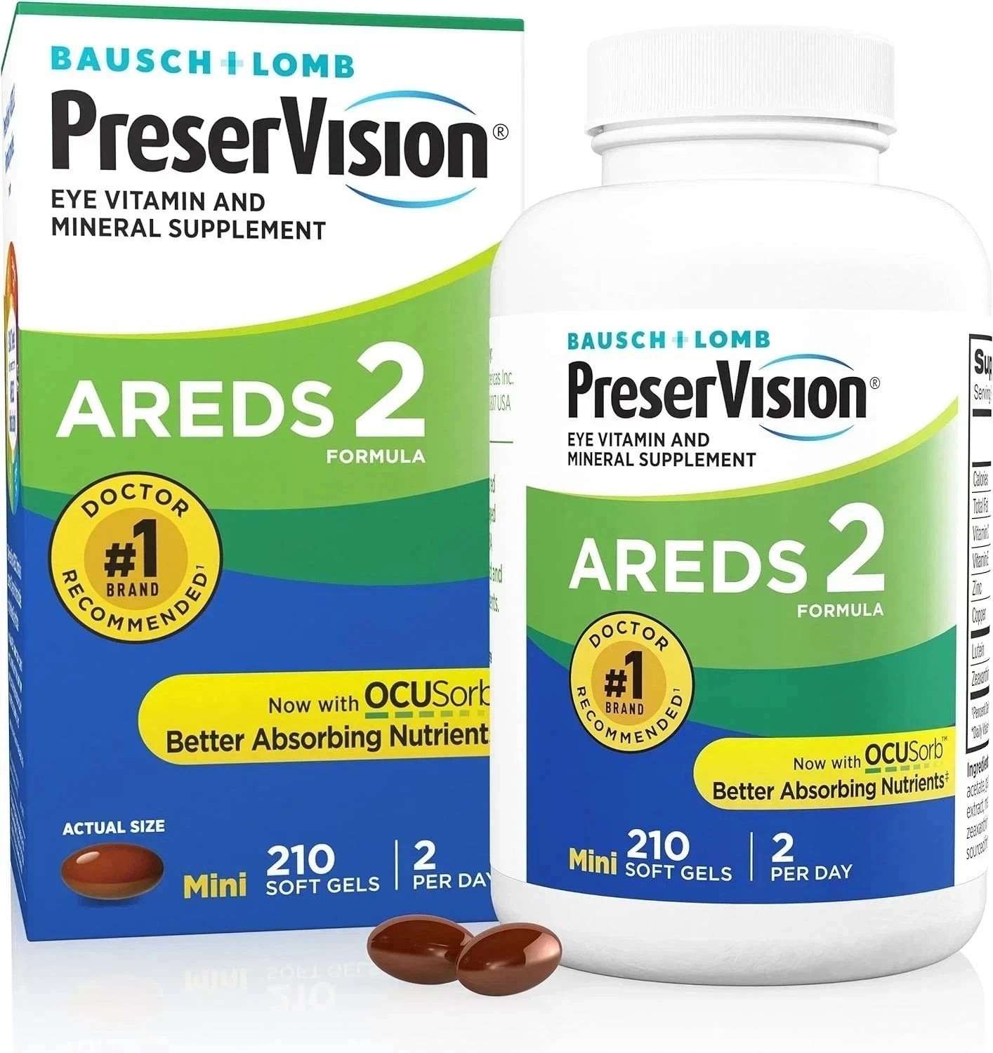 SuperMart PreserVision AREDS 2 Eye Vitamins, #1 Eye Doctor Recommended Brand, Lutein and Zeaxanthin Supplement with Vitamin C, Vitamin E, Zinc, and Copper, 120 Softgels (Minigels)