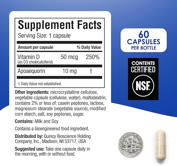 SuperMart Prevagen Regular Strength - 60 Capsules, Formulated for Your Brain, 10mg of Apoaequorin Plus Vitamin D3