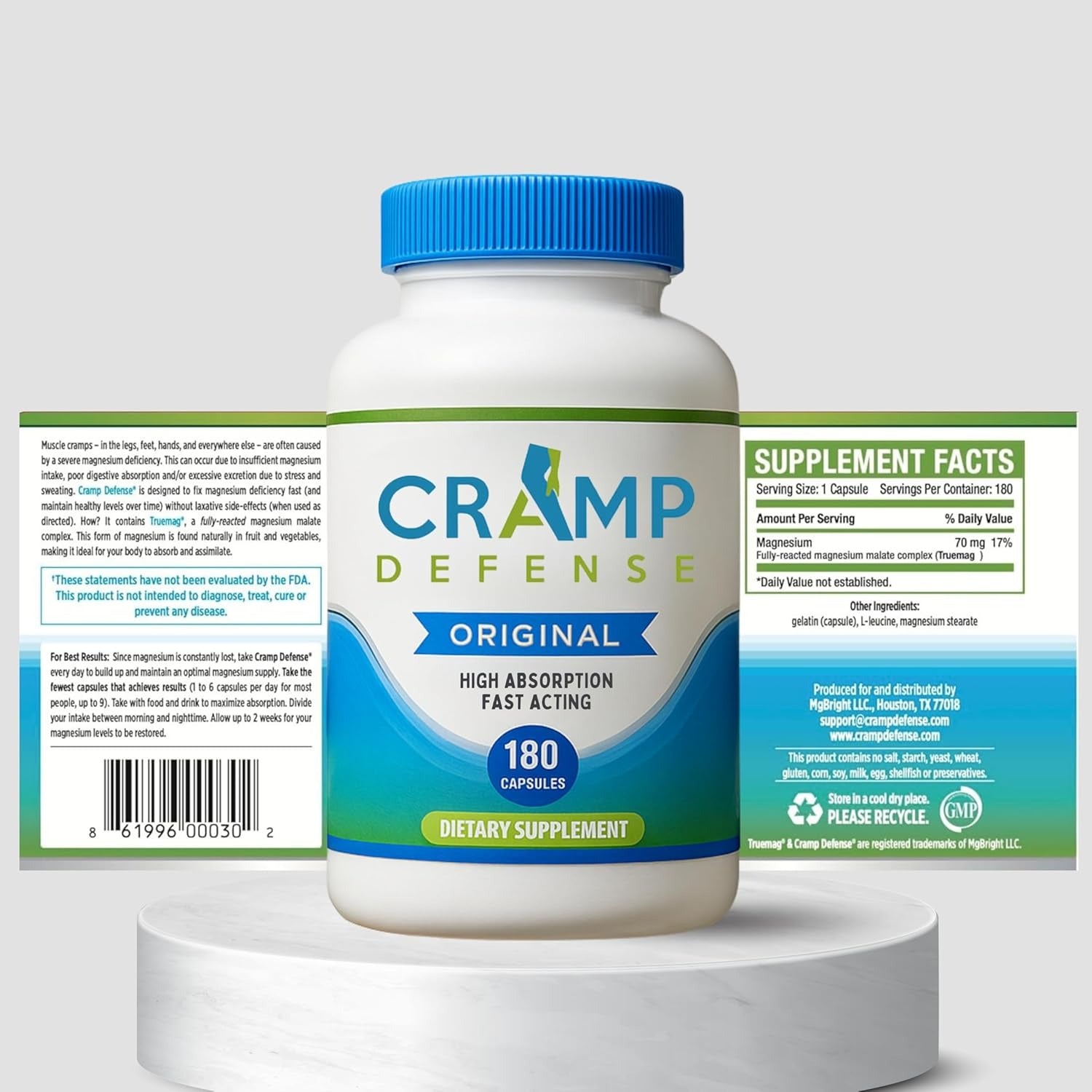 SuperMart Cramp Defense Leg Cramps Pills. Relief for All Muscle Cramps, Day & Night. Magnesium Supplement, 3-6 Month Supply per Bottle. Organic & Food-Based for Max Absorption. 1+ Million Sold, Made in USA.