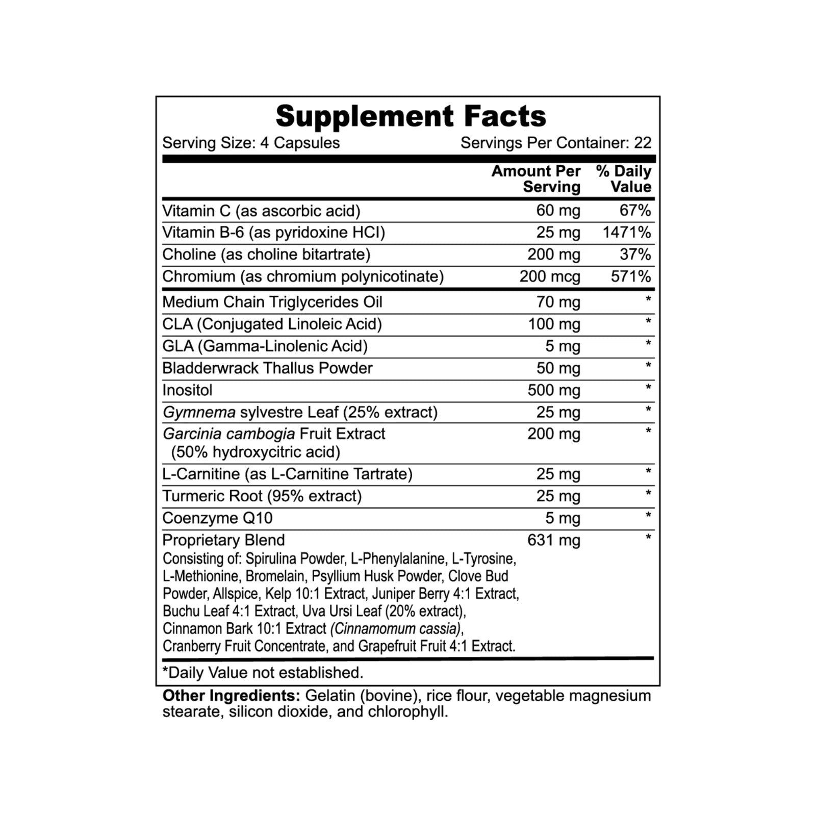 SuperMart GLP-1 Weight Loss Fat Burner - 90 Capsules - Choline, Chromium, MCT, L-Carnitine