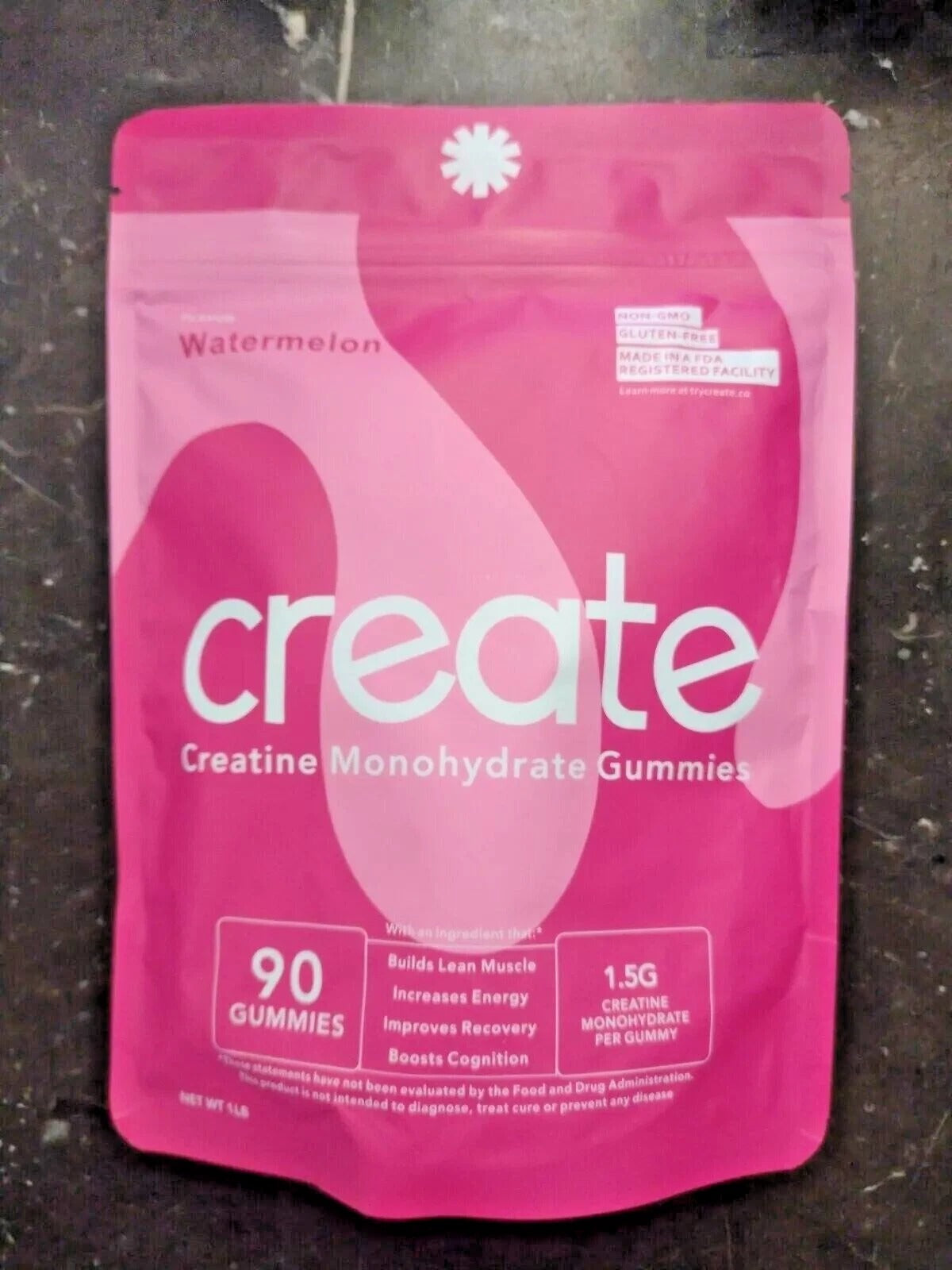 SuperMart Create Creatine Monohydrate Gummies for Men & Women - Boost Focus, Strength, and Endurance, Anti-Melting Formula, Vegan, Gluten-Free, Non-GMO, 1.5 Gram Creatine per Gummy (Watermelon, 90 ct)