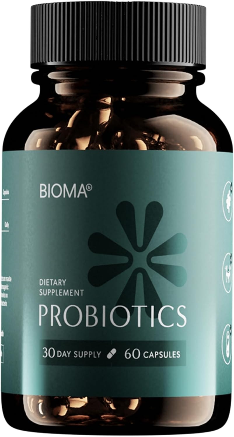 SuperMart BIOMA Probiotics for Weight Management & Digestive Health, Gut Health Probiotics and Prebiotics/Postbiotics, Slow Release Synbiotic Probiotic Capsules for Gut Health Multi Enzyme (60 Caps)