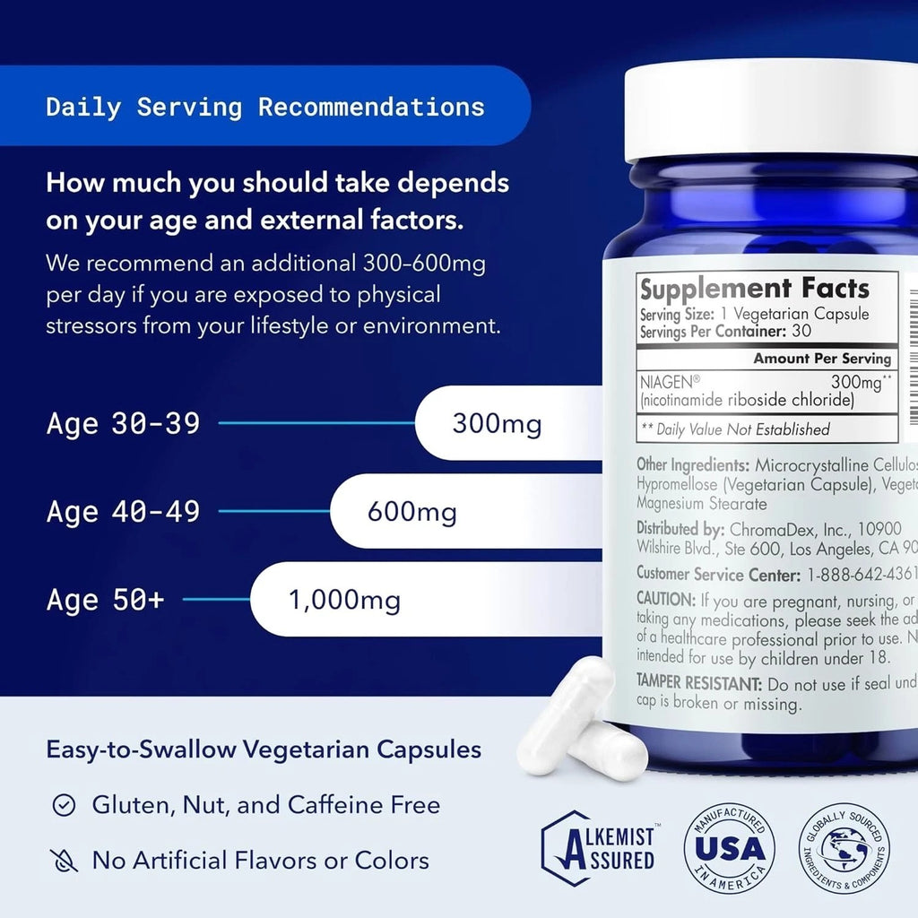 SuperMart New TRU NIAGEN 300mg NAD+ Supplement - 90 Servings, Anti-Aging & Energy Support