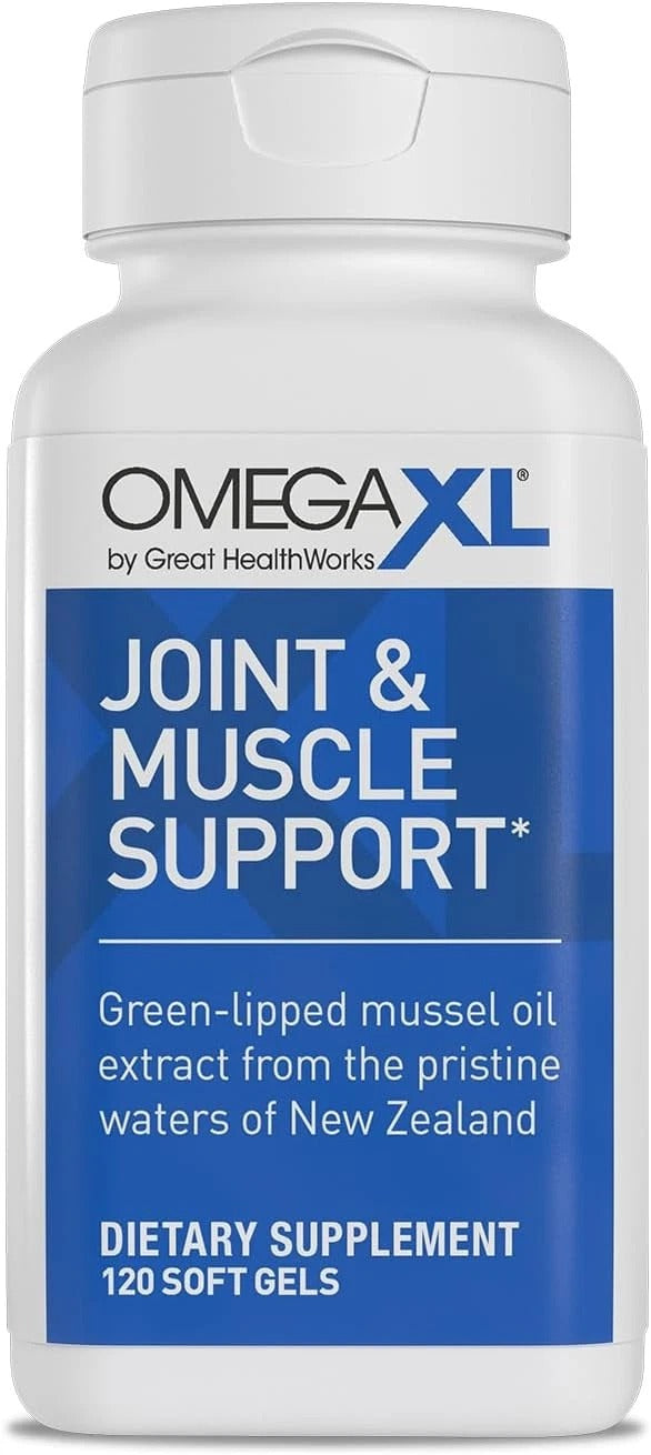SuperMart OmegaXL Joint Support Supplement - Natural Muscle Support, Green Lipped Mussel Oil, Soft Gel Pills, Drug-Free, 120 Count