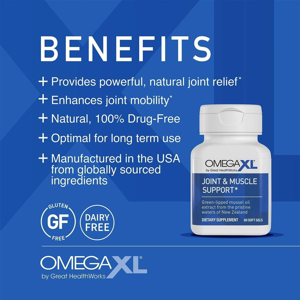 SuperMart OmegaXL Joint Support Supplement - Natural Muscle Support, Green Lipped Mussel Oil, Soft Gel Pills, Drug-Free, 120 Count