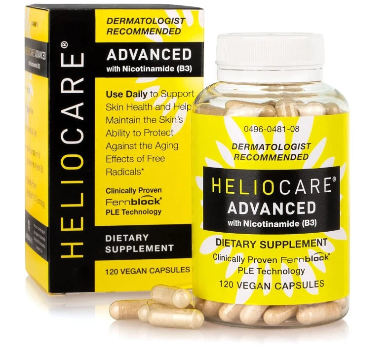 SuperMart Heliocare Advanced Nicotinamide B3 Supplement: Niacinamide 500mg and Fernblock PLE Extract 240mg Per Serving - Supports Skin Cell Health W/Antioxidant Rich Vitamin B3 Niacin - 120 Vegan Capsules