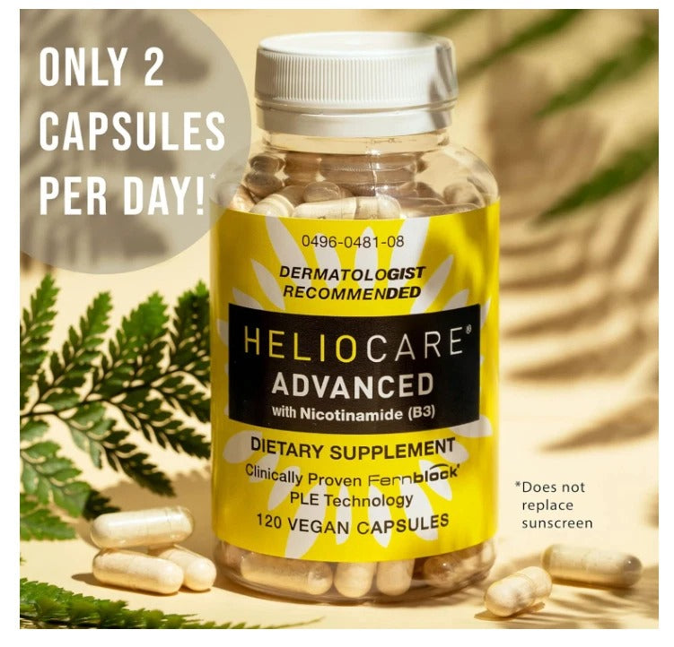 SuperMart Heliocare Advanced Nicotinamide B3 Supplement: Niacinamide 500mg and Fernblock PLE Extract 240mg Per Serving - Supports Skin Cell Health W/Antioxidant Rich Vitamin B3 Niacin - 120 Vegan Capsules
