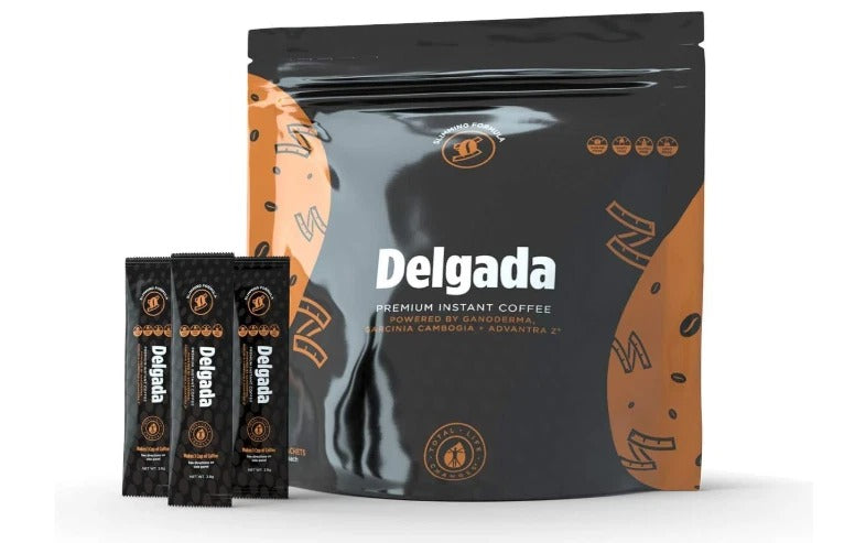 SuperMart Coffee Delgada Premium Instant Coffee with Ganoderma Lucidum Mushroom, 25 Sachets, 2.8 oz Each