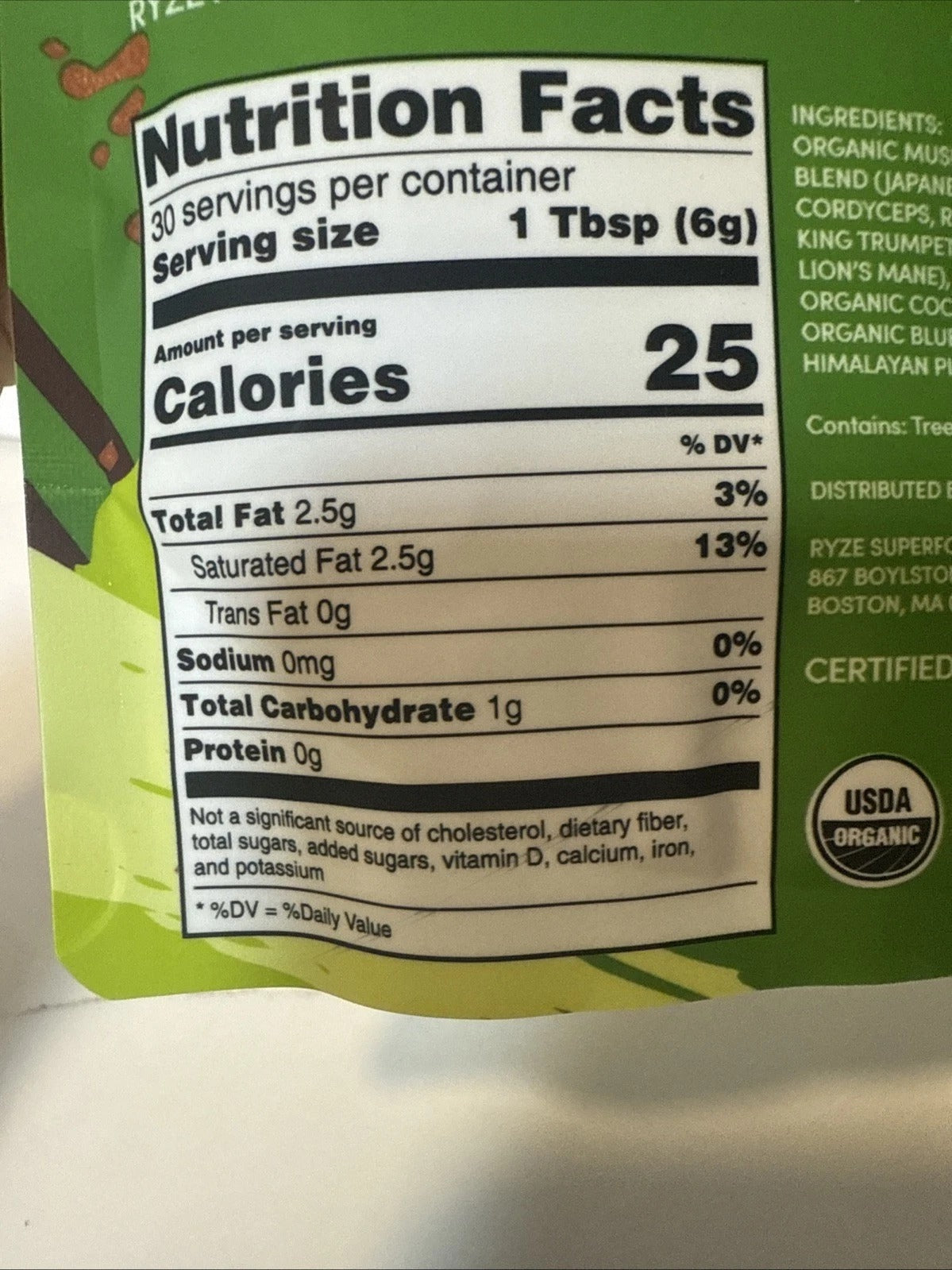 SuperMart Organic Ryze MUSHROOM MATCHA COFFEE NWT 180g- 30 Servings Instant Coffee 6.34 Ounce