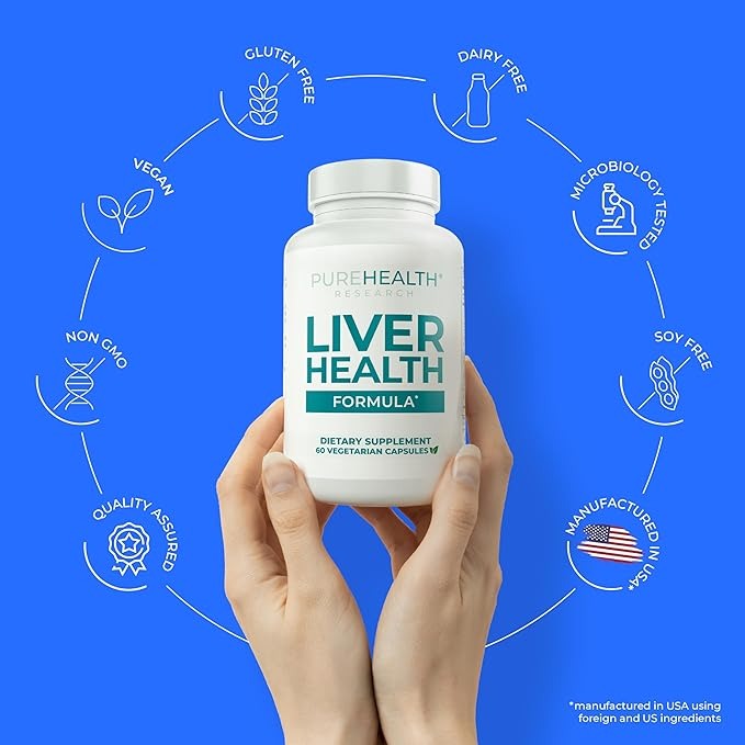 SuperMart PUREHEALTH RESEARCH Liver Health – Liver Cleanse Detox & Repair with Artichoke Extract, Milk Thistle, Dandelion Root, Turmeric, Beet Root to Healthy Liver Renew with 11 Natural Nutrients, 60 Capsules