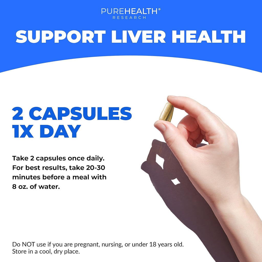 SuperMart PUREHEALTH RESEARCH Liver Health – Liver Cleanse Detox & Repair with Artichoke Extract, Milk Thistle, Dandelion Root, Turmeric, Beet Root to Healthy Liver Renew with 11 Natural Nutrients, 60 Capsules