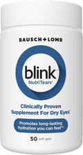SuperMart BLINK NutriTears Clinically Proven Supplement for Dry Eyes, Eye Care with Lutein & Zeaxanthin and Vitamin D to Hydrate Eyes from Within for Long-Lasting Relief, 50 Softgels