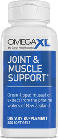 SuperMart OmegaXL Joint Support Supplement - Natural Muscle Support, Green Lipped Mussel Oil, Soft Gel Pills, Drug-Free, 300 Count, Omega 3