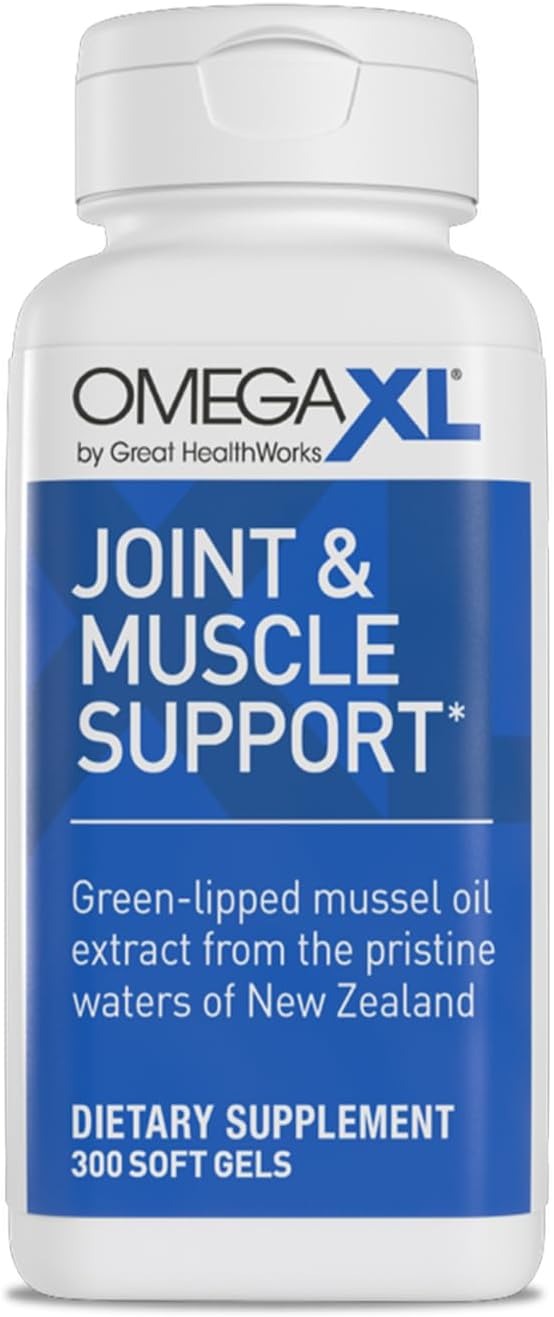 SuperMart OmegaXL Joint Support Supplement - Natural Muscle Support, Green Lipped Mussel Oil, Soft Gel Pills, Drug-Free, 300 Count, Omega 3