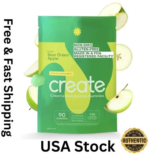 SuperMart Create Creatine Monohydrate Gummies for Men & Women, Boost Focus, Strength, and Endurance, Anti-Melting Formula, Vegan, Gluten-Free, Non-GMO, 1.5g of Creatine per Gummy (Blue Raspberry, 90 ct)