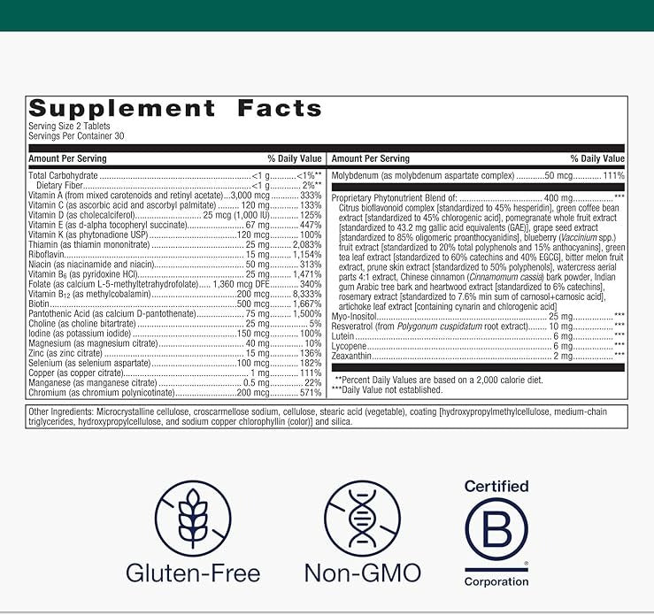 SuperMart Metagenics PhytoMulti Multivitamin Without Iron 120 Tablets