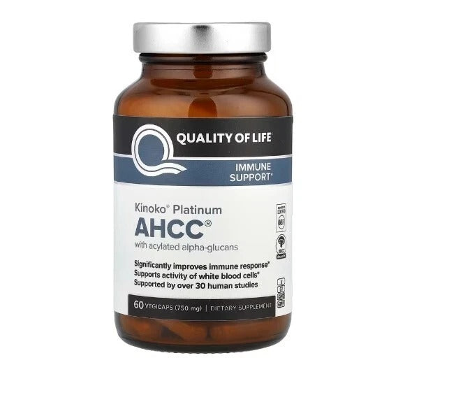 SuperMart Quality of Life Labs, Kinoko Platinum AHCC, Immune Support, 750 mg, 60 capsules
