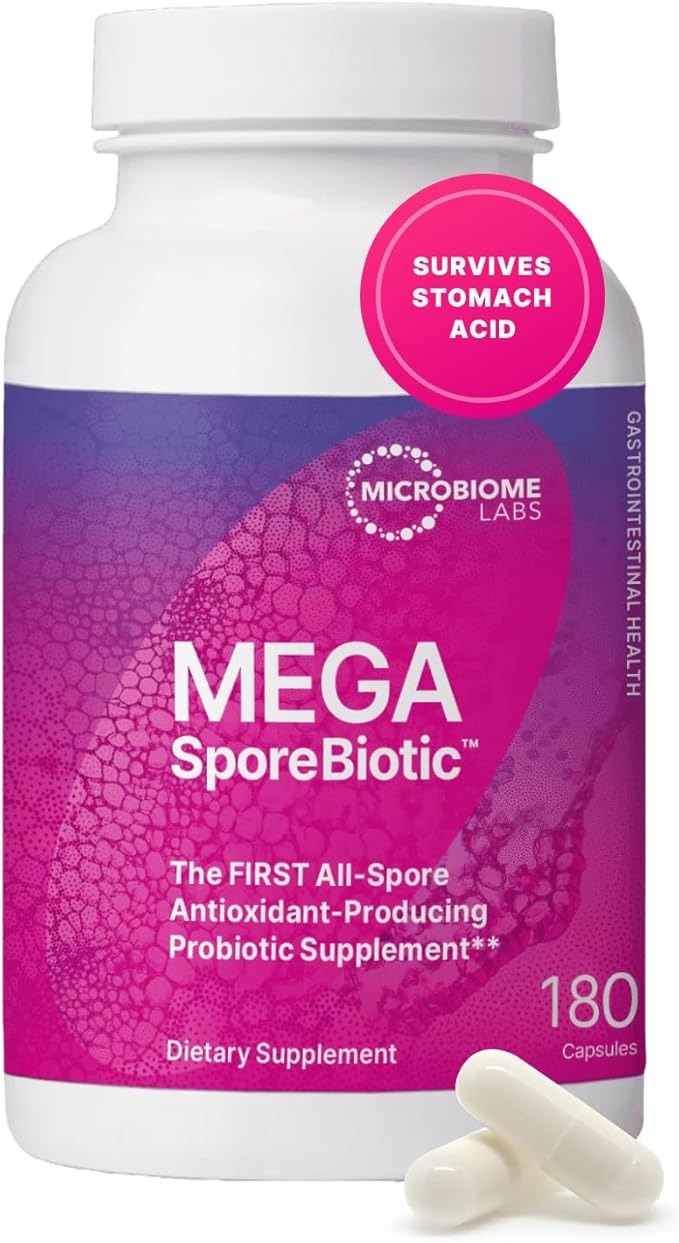 SuperMart Microbiome Labs MegaSporeBiotic Probiotics for Women & Men - Spore Based Probiotics for Digestive Health - Shelf Stable & Travel-Friendly (180 Capsules)