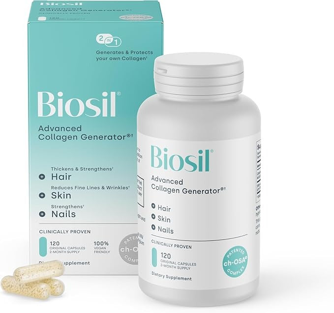 SuperMart Biosil Collagen Booster Supplement - 120 Original Capsules - Patented ch-OSA Activator for Skin, Hair, Nails & Joints - Supports Natural Production