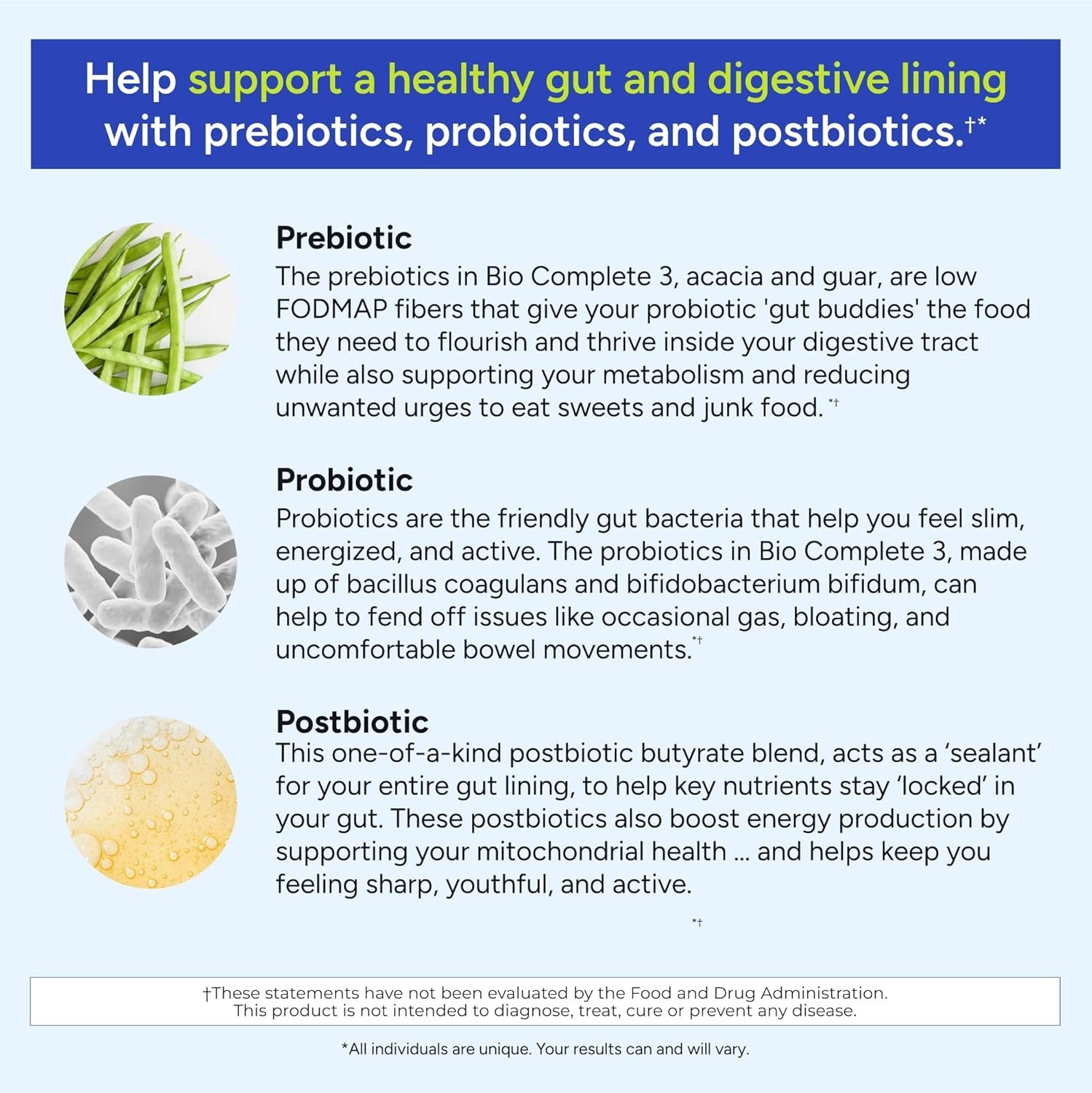 SuperMart Gundry MD Bio Complete 3, 3-in-1 Probiotics for Gut Health, Probiotic Supplements for Digestion, Supplement Supporting Bloating, Gas, Food Cravings, Energy Levels, Skin, and Focus, 30 Day Supply