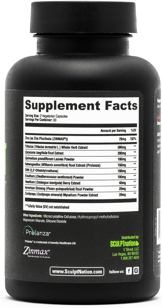 SuperMart Sculpt Nation by V Shred Test Boost Max - Testosterone Supplement for Men - Tribulus Terrestris for Men - Natural Energy, Stamina, and Strength Booster - 60 Gluten Free Capsules