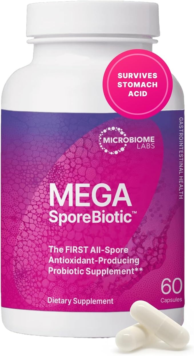 SuperMart Microbiome Labs MegaSporeBiotic Probiotics for Women & Men - Spore Based Probiotics for Digestive Health - Shelf Stable & Travel-Friendly (60 Capsules)