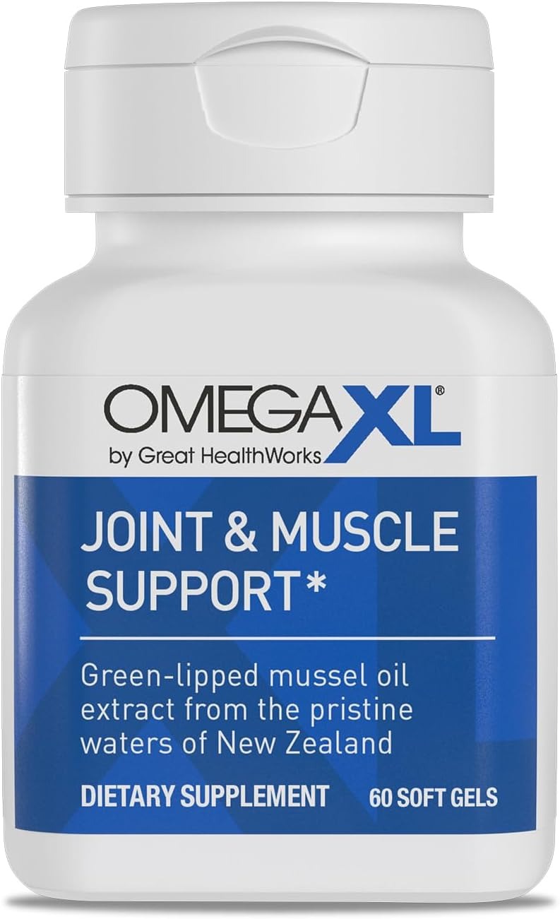 SuperMart OmegaXL Joint Support Supplement, for Relief - Natural Muscle Support, Green Lipped Mussel Oil, Soft Gel Pills, Drug-Free, 60 Count