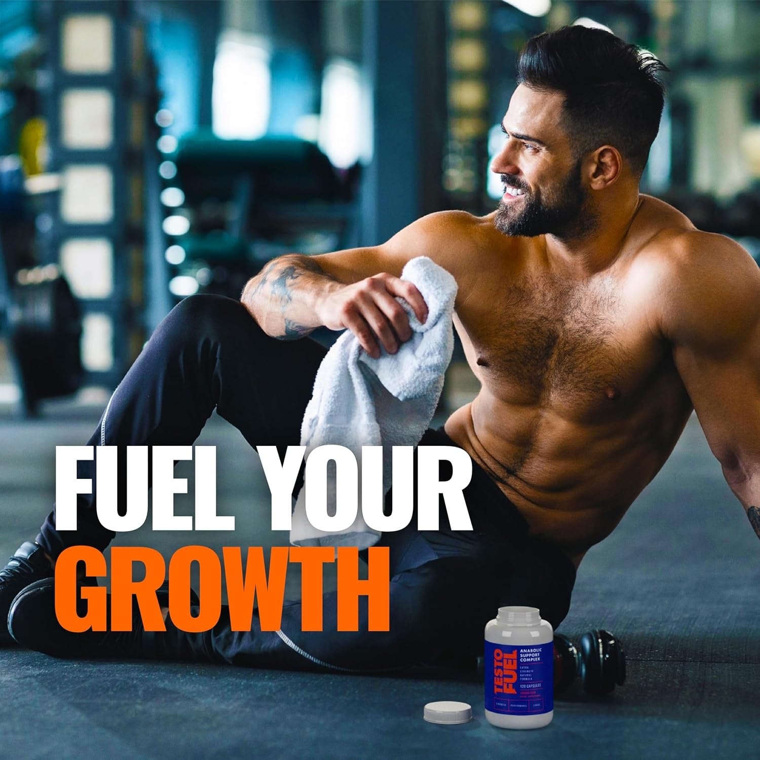 SuperMart TestoFuel 120 T-Booster Pills - Test Booster for Men - 100% Natural Ingredients - Contributes to Normal Testosterone Levels & Muscle - Vitamin, Fenugreek & Magnesium Booster