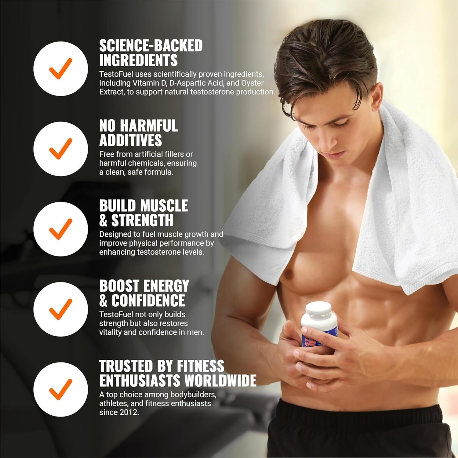 SuperMart TestoFuel 120 T-Booster Pills - Test Booster for Men - 100% Natural Ingredients - Contributes to Normal Testosterone Levels & Muscle - Vitamin, Fenugreek & Magnesium Booster