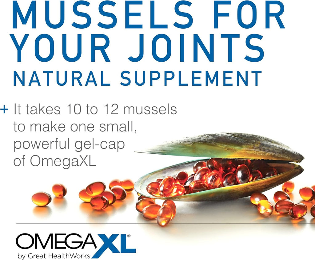 SuperMart OmegaXL Joint Support Supplement, for Relief - Natural Muscle Support, Green Lipped Mussel Oil, Soft Gel Pills, Drug-Free, 60 Count