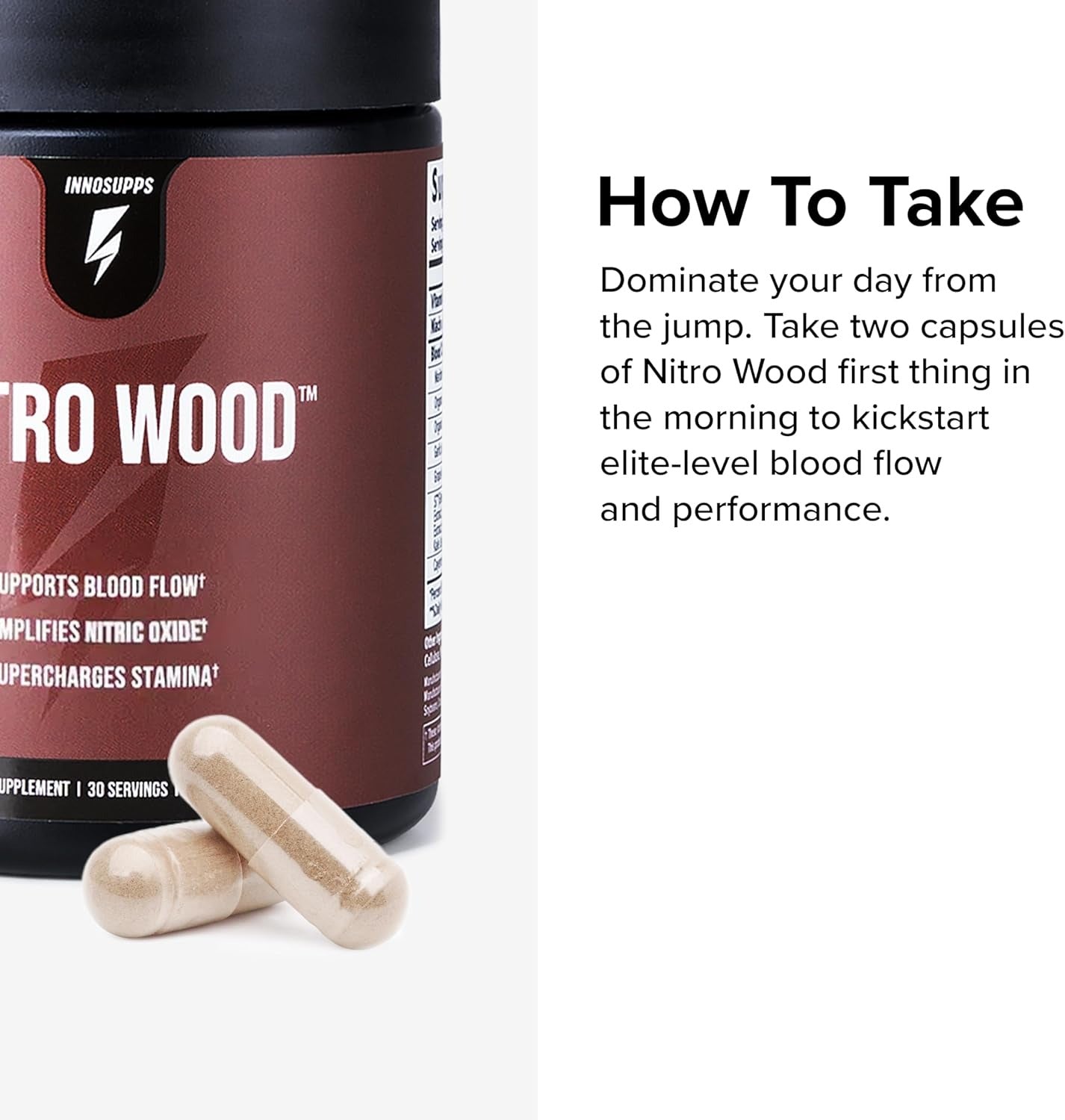 SuperMart InnoSupps Nitro Wood - Supports Healthy Blood Flow | Nitric Oxide Supplement | Natural Immune Support | (60 Vegetarian Capsules)