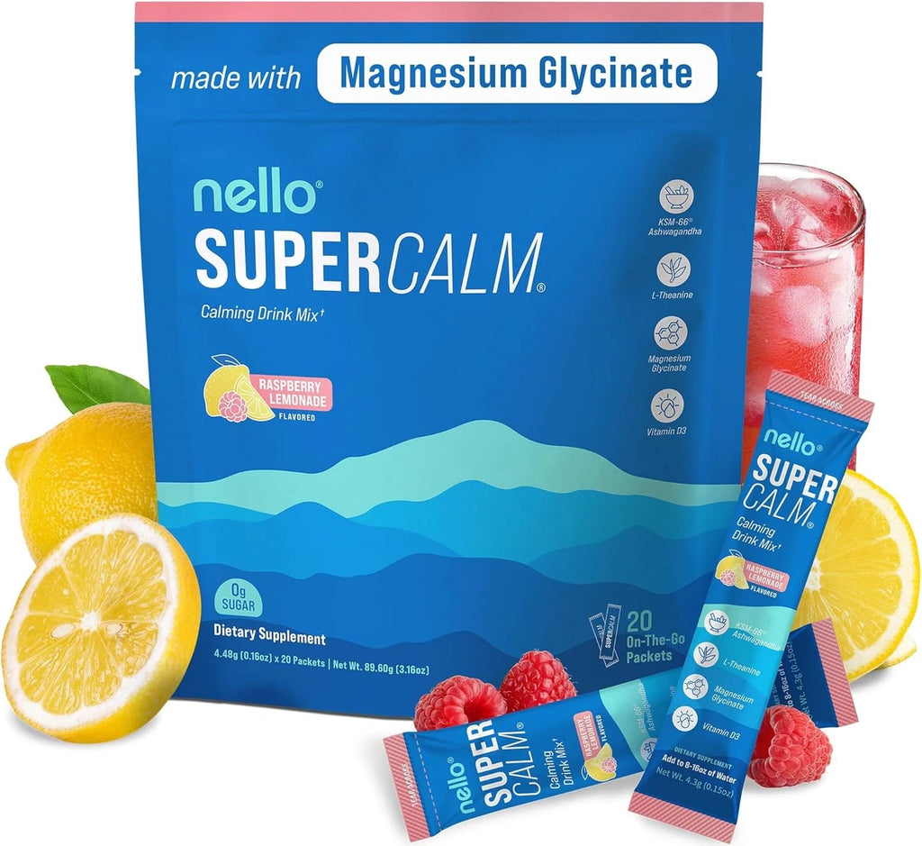 SuperMart Supercalm Powdered Drink Mix Raspberry Lemonade, Relaxation Focus, 20ct