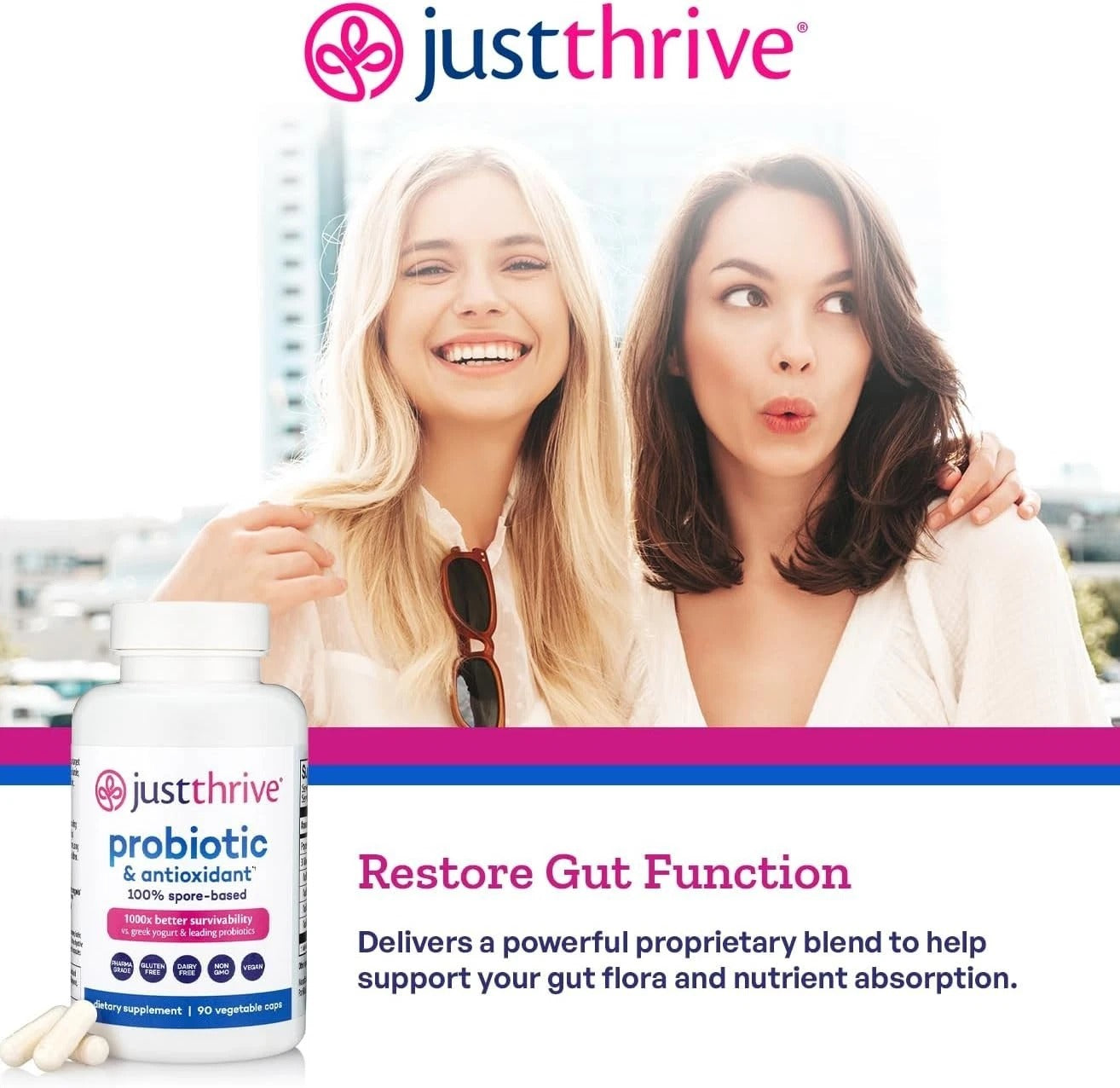 SuperMart Just Thrive Probiotic & Antioxidant Spore Based Supplement 90 Capsules