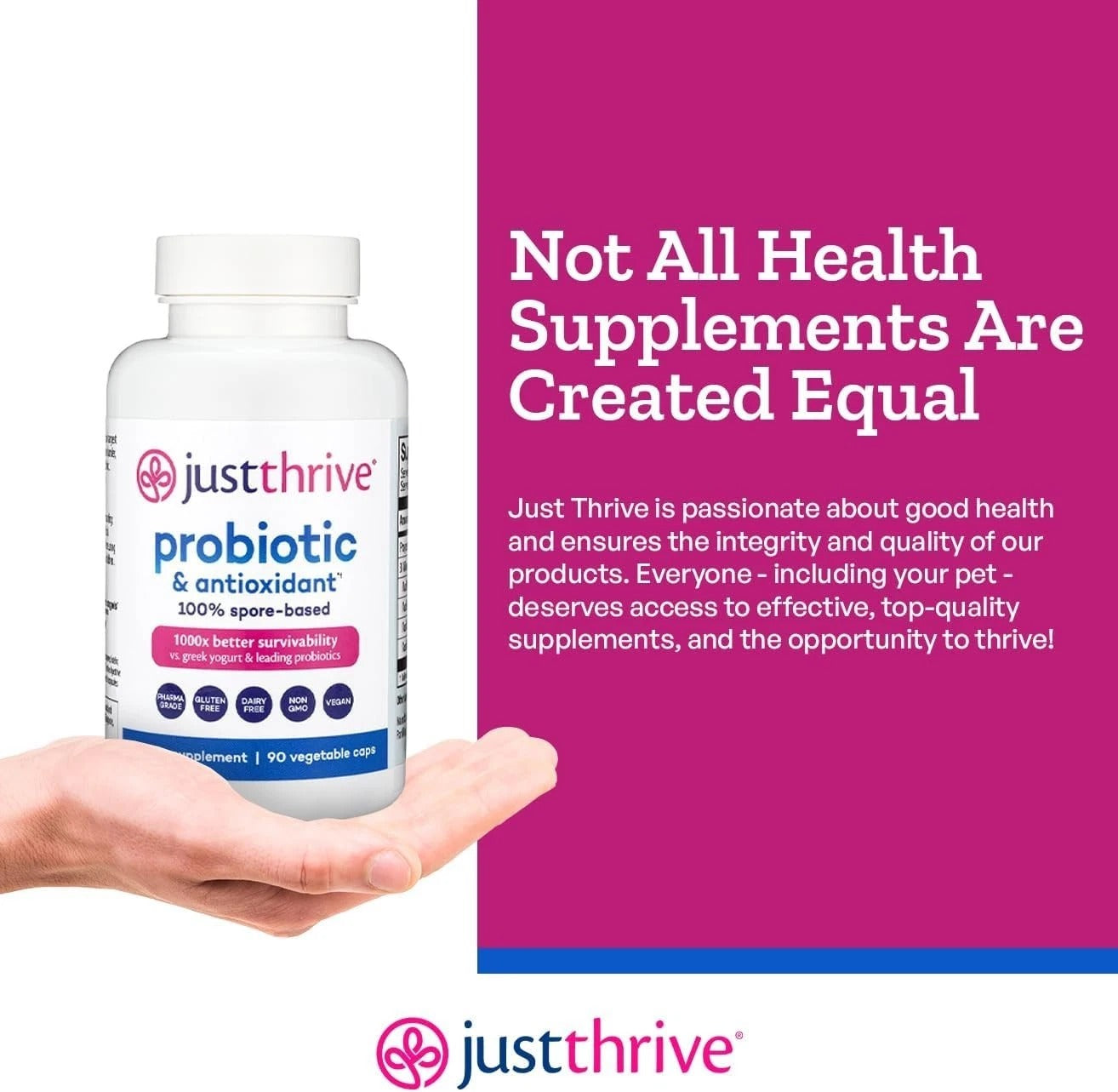 SuperMart Just Thrive Probiotic & Antioxidant Spore Based Supplement 90 Capsules