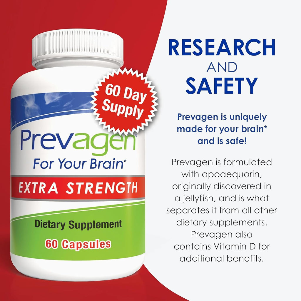SuperMart Prevagen Extra Strength - 60 Capsules (2 Month Supply) | Formulated for Your Brain | 20mg of Apoaequorin Plus Vitamin D3
