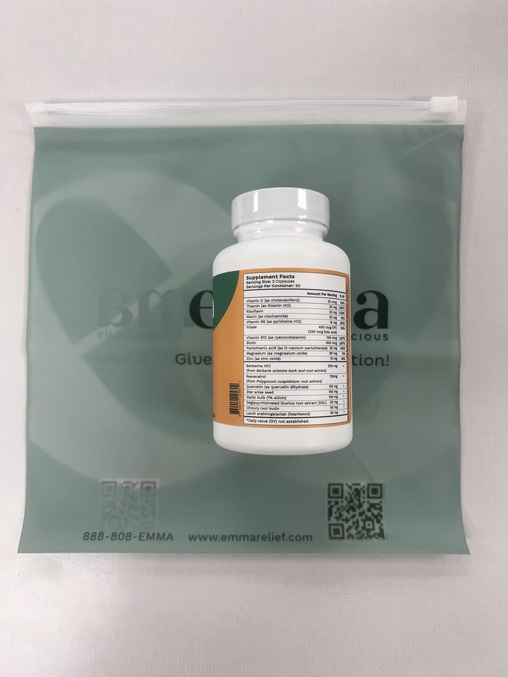SuperMart Emma Gut Health - Gas and Bloating Relief, Constipation, Leaky Gut Repair - Gut Cleanse & Restore Digestion - Regulate Bowel Movement. Probiotics and Laxative Alternative, 60 Capsules