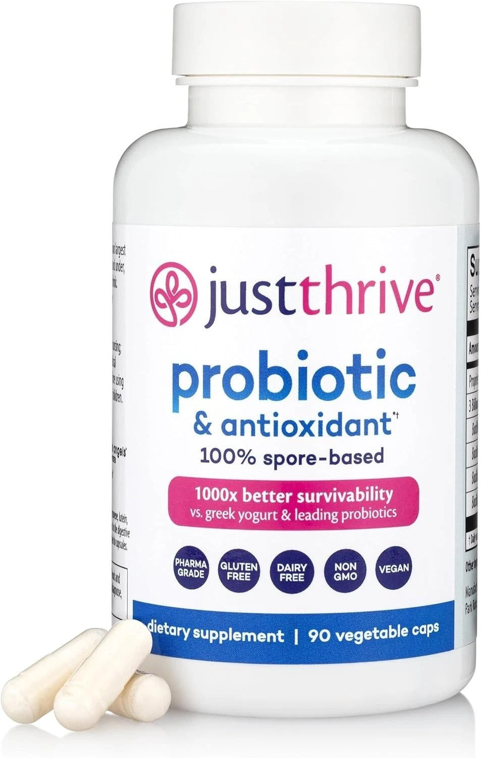 SuperMart Just Thrive Probiotic & Antioxidant Spore Based Supplement 90 Capsules