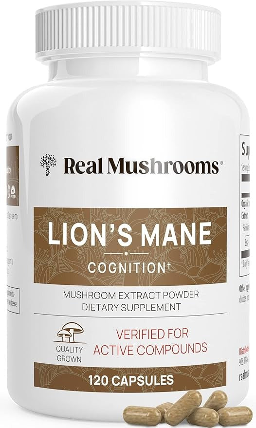 SuperMart Lions Mane Mushroom Cognition (120 Capsules) Lions Mane Mushroom Powder Extract Capsules | Brain Supplement, Brain Vitamins, Focus Supplement